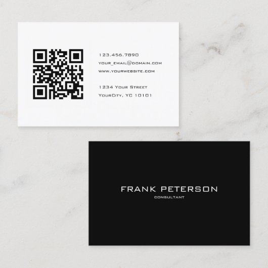 Schwarzweiss-QR Code-Berater Visitenkarte (Vorne/Hinten)
