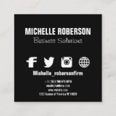 Schwarzweiss-Quadrat Quadratische Visitenkarte (Rückseite)