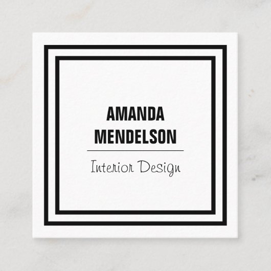 Schwarzweiss-Quadrat Quadratische Visitenkarte (Vorderseite)