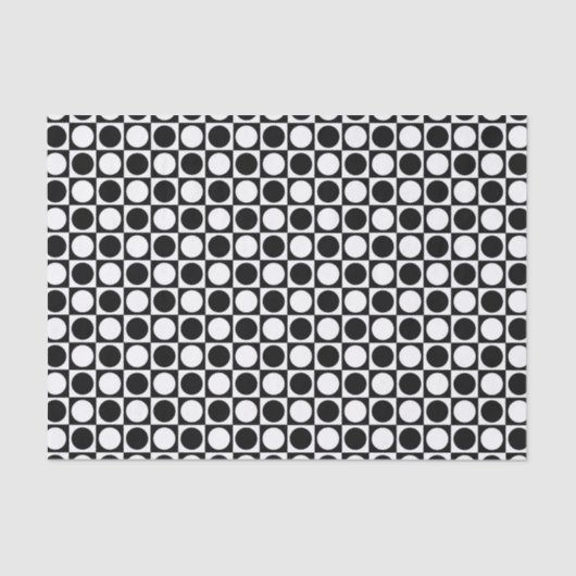 Schwarzweiss-Quadrate und Tupfen Seidenpapier (Vorderseite)