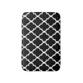 Schwarzweiss-Quatrefoil deckt Muster mit Ziegeln Badematte (Vorderseite Vertikal)