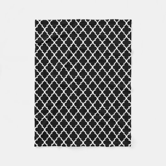 Schwarzweiss-Quatrefoil deckt Muster mit Ziegeln Fleecedecke (Vorderseite)