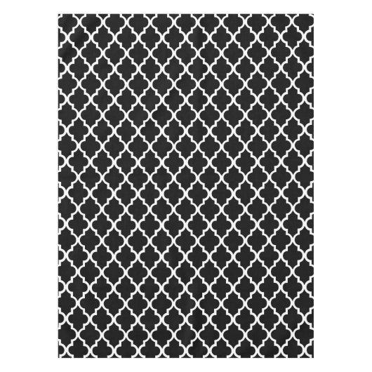 Schwarzweiss-Quatrefoil deckt Muster mit Ziegeln Tischdecke (Vorderseite)