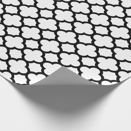 Schwarzweiss-Quatrefoil Geschenk-Packpapier Geschenkpapier (Ecke)