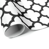 Schwarzweiss-Quatrefoil Geschenk-Packpapier Geschenkpapier (Rolleneckpunkt)