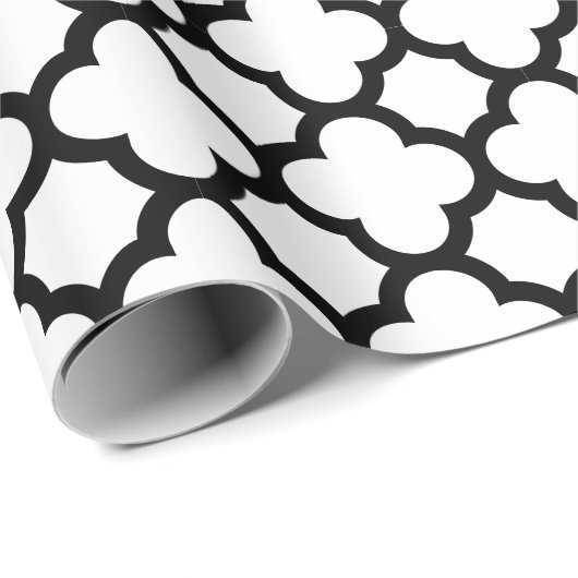 Schwarzweiss-Quatrefoil Geschenk-Packpapier Geschenkpapier (Rolleneckpunkt)