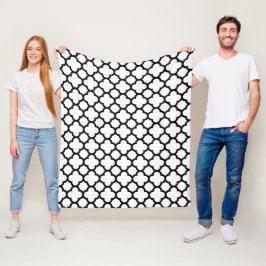 Schwarzweiss-Quatrefoil Gitter-Muster Fleecedecke