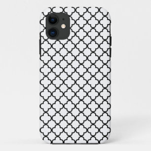 Schwarzweiss-Quatrefoil Klee-Muster iPhone 11 Hülle