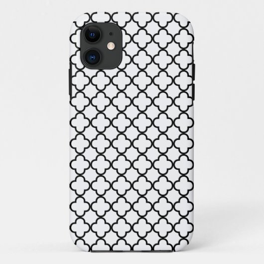 Schwarzweiss-Quatrefoil Klee-Muster Case-Mate iPhone Hülle (Rückseite)