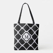 Schwarzweiß-Quatrefolienmuster für Monogramm Tasche (Rückseite)