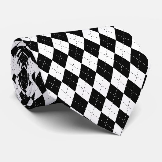 Schwarzweiss-Raute Krawatte (Gerollt)