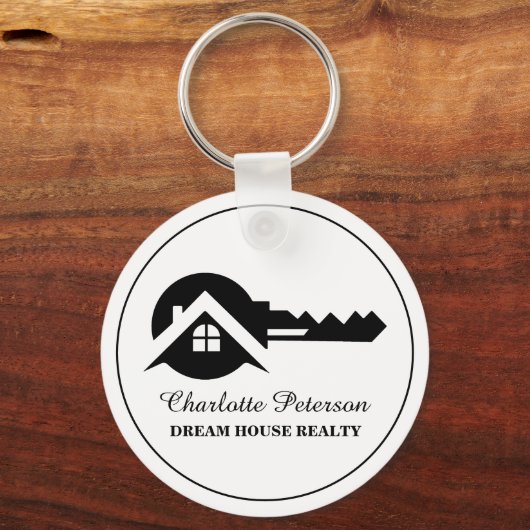 Schwarzweiß-Real-Anwesen-Agent Schlüsselanhänger (Vorderseite)