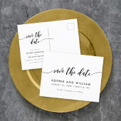 Schwarzweiß-Relax-Skript Save the Date Ankündigungspostkarte