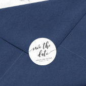 Schwarzweiß-Relax-Skript Save the Date Runder Aufkleber