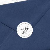 Schwarzweiß-Relax-Skript Save the Date Runder Aufkleber