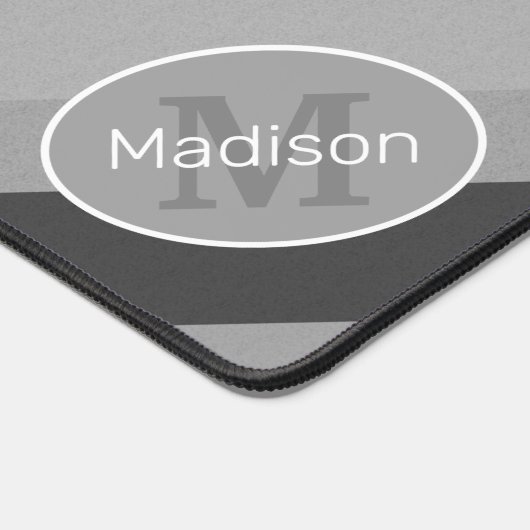 Schwarzweiß-Retro-geometrische Linien Monogramm Schreibtischunterlage (Ecke)