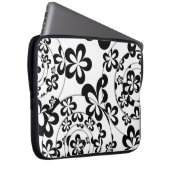 Schwarzweiss-Ringe und Blumen Laptopschutzhülle (Vorne Rechts)