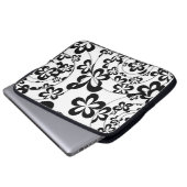 Schwarzweiss-Ringe und Blumen Laptopschutzhülle (Vorne Knopf)