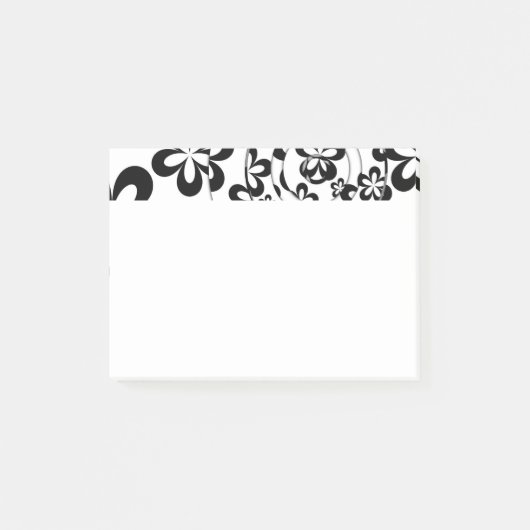 Schwarzweiss-Ringe und Blumen Post-it Klebezettel (Vorderseite)
