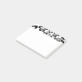 Schwarzweiss-Ringe und Blumen Post-it Klebezettel (angewinkelt)