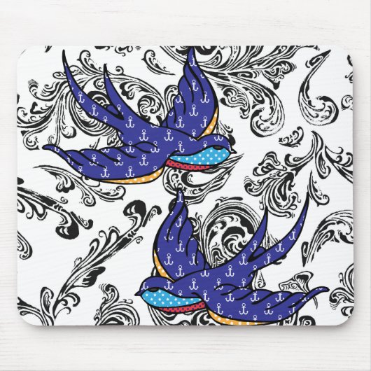 Schwarzweiss-Rolleschwalben Mousepad (Vorne)