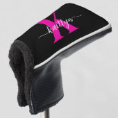 Schwarzweiß-Rosa-Monogramm Golf Headcover (3/4 Vorderseite)