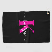 Schwarzweiß-Rosa-Monogramm Golfhandtuch (Horizontal)
