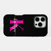 Schwarzweiß-Rosa-Monogramm iPhone Hülle (Rückseite (Horizontal))