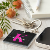 Schwarzweiß-Rosa-Monogramm Schlüsselanhänger (Vorderseite rechts)