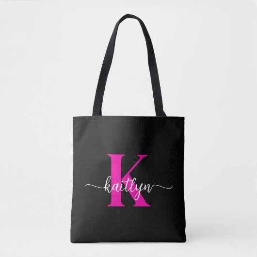 Schwarzweiß-Rosa-Monogramm Tasche (Vorderseite)