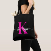 Schwarzweiß-Rosa-Monogramm Tasche (Von Nahem)