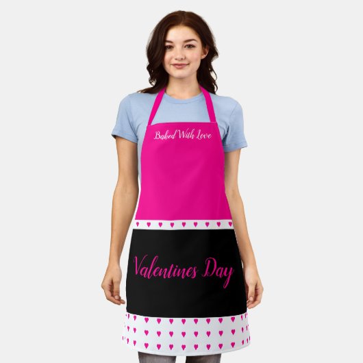 Schwarzweiß-Rosa Schürze (Getragen)