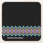 Schwarzweiß-Rosa und Blau Rechteckiger Pappuntersetzer (Vorderseite)