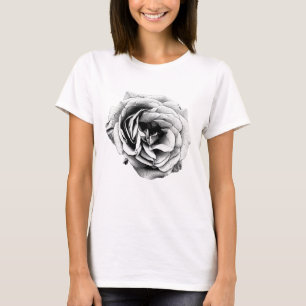 Schwarzweiss-Rose - T - Shirt