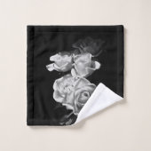 Schwarzweiss-Rosen Badhandtuch Set (Waschlappen)