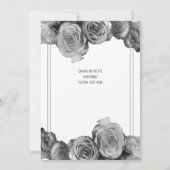 Schwarzweiss-Rosen-Blumenhochzeit Einladung (Rückseite)