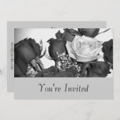 Schwarzweiss-Rosen-Einladung Einladung (Vorne/Hinten)