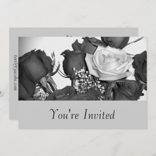 Schwarzweiss-Rosen-Einladung Einladung (Vorne/Hinten)