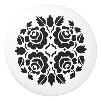 Schwarzweiss-Rosen-Fachgriff Keramikknauf