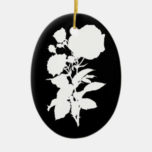Schwarzweiss-Rosen-Silhouette Keramikornament