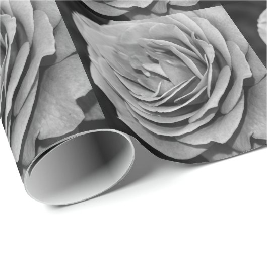 Schwarzweiß-Rosen-Umschlagpapier Geschenkpapier (Rolleneckpunkt)