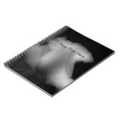 Schwarzweiß-Rosenknospe-Blumen-Notebook Notizblock (Linke Seite)