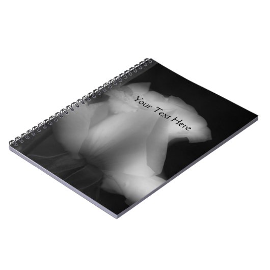 Schwarzweiß-Rosenknospe-Blumen-Notebook Notizblock (Linke Seite)