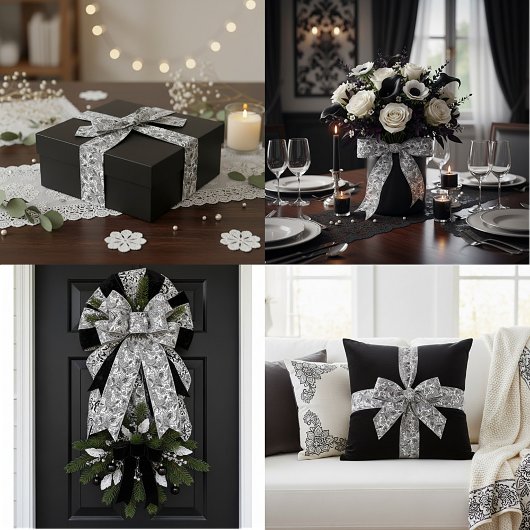 Schwarzweiß Satinband