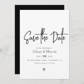 Schwarzweiß-Save the Date-Einladung Einladung (Vorne/Hinten)