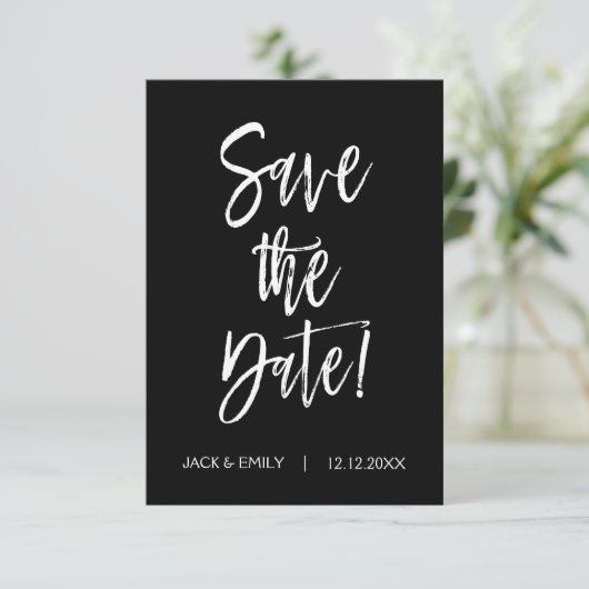 Schwarzweiß-Save the Date-Karte Save The Date (Stehend Vorderseite)