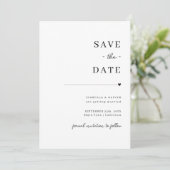 Schwarzweiß Save the Date Minimalistisch Einladung (Stehend Vorderseite)