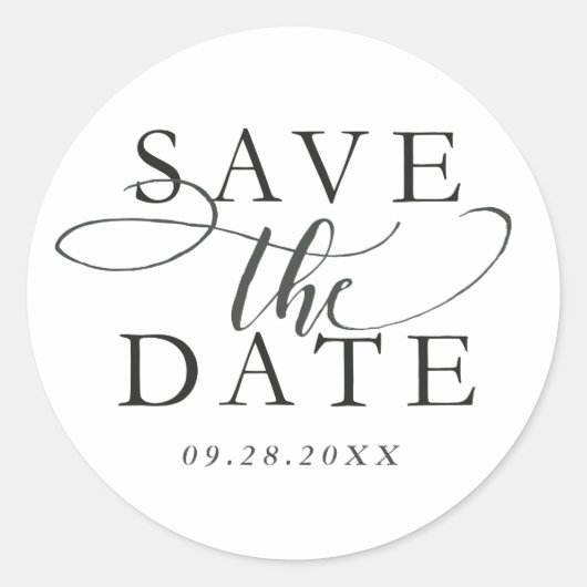 Schwarzweiß-Save the Date-Umschlag Aufkleber (Vorderseite)