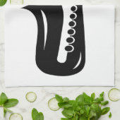 Schwarzweiss-Saxophonmonogramm-Geschirrtuch Geschirrtuch (Gefaltet)