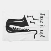 Schwarzweiss-Saxophonmonogramm-Geschirrtuch Geschirrtuch (Horizontal)
